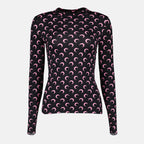 Imagen del top de jersey moon negro y rosa de la marca Marine Serre para Mujer - Temporada Otoño-Invierno 2025 - Vista Frontal