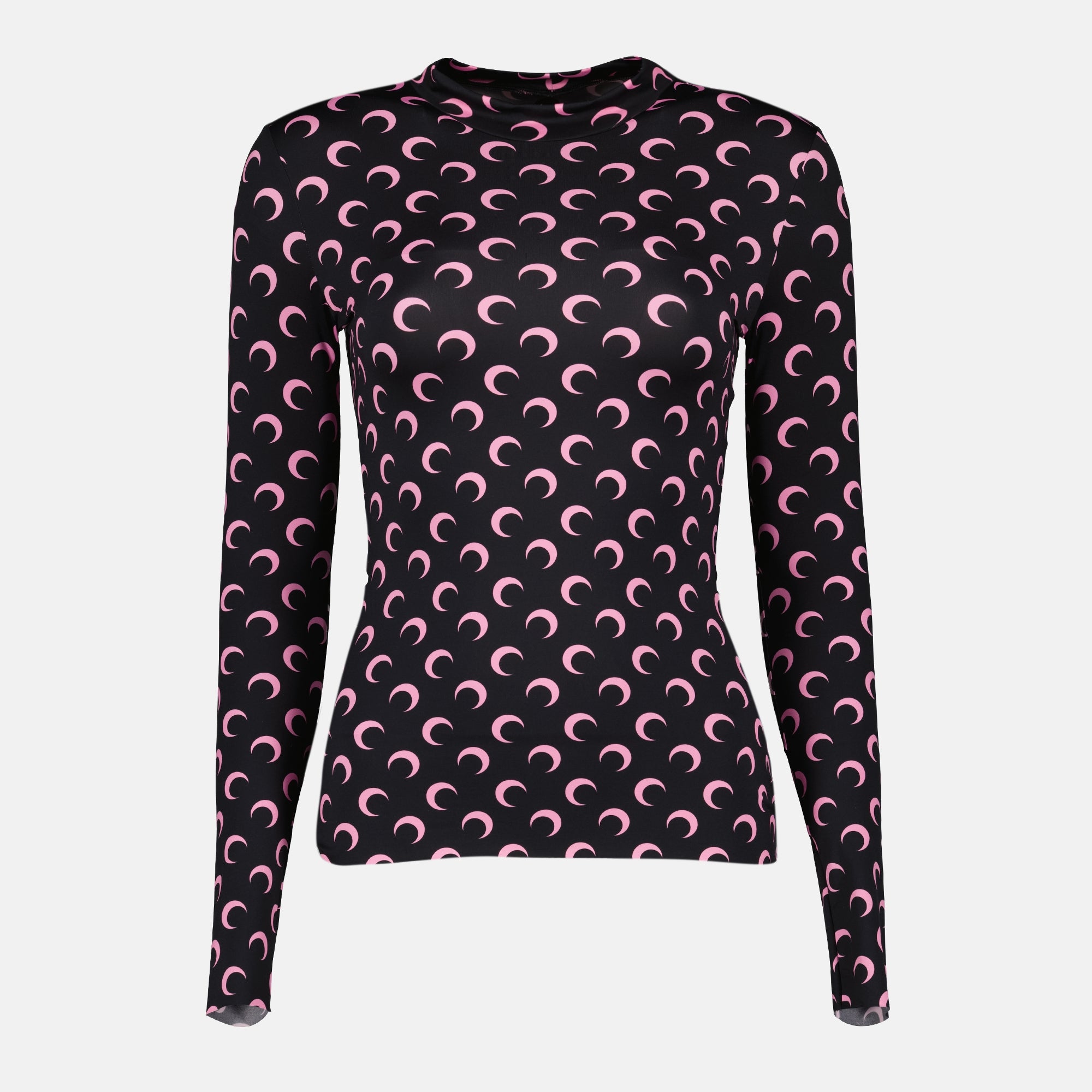 Imagen del top de jersey moon negro y rosa de la marca Marine Serre para Mujer - Temporada Otoño-Invierno 2025 - Vista Frontal