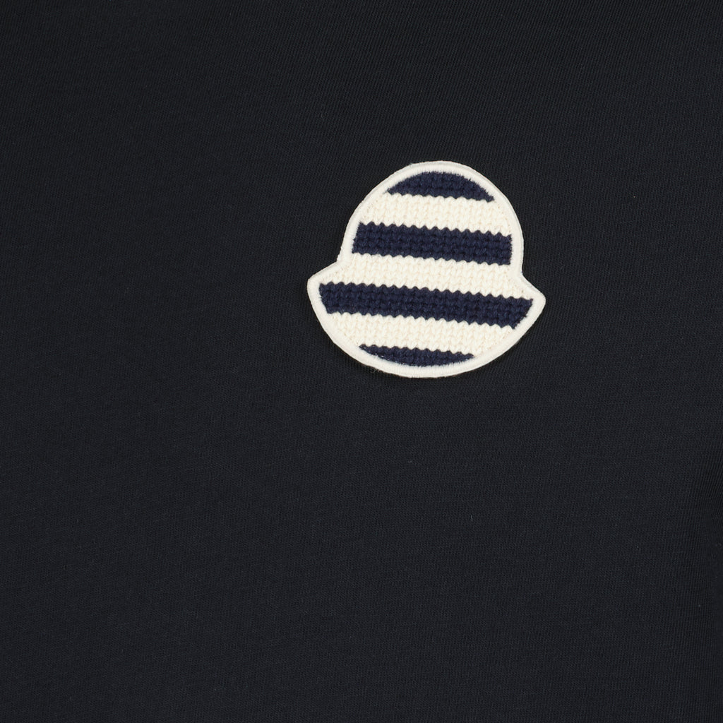 T-shirts 네이비 스트라이프 로고 코튼 티셔츠 Moncler Bleu foncé Homme