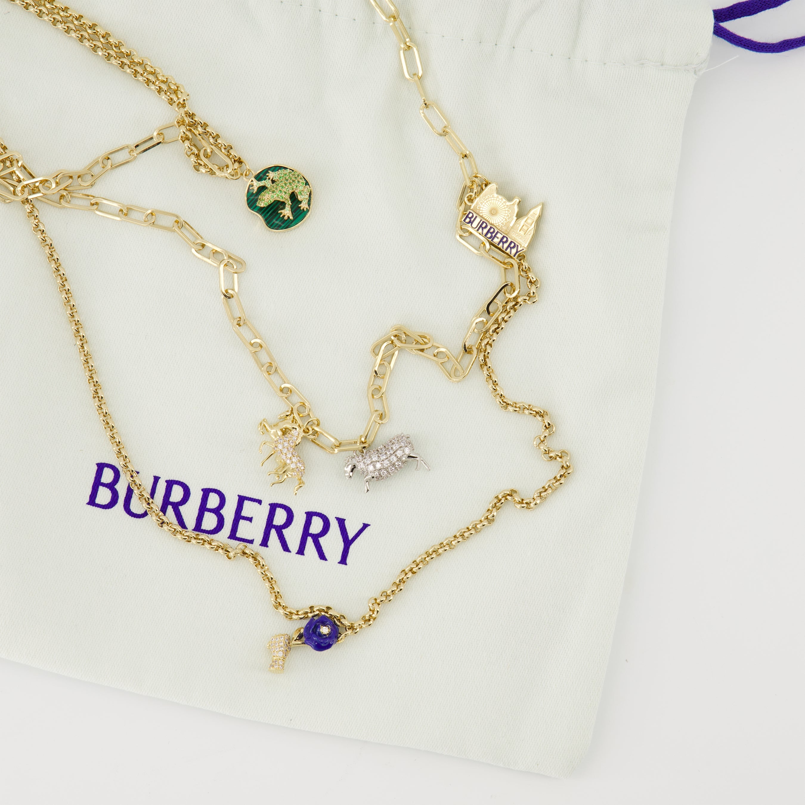 Bijoux Collana con Charm a Doppia Riga Burberry Doré Femme