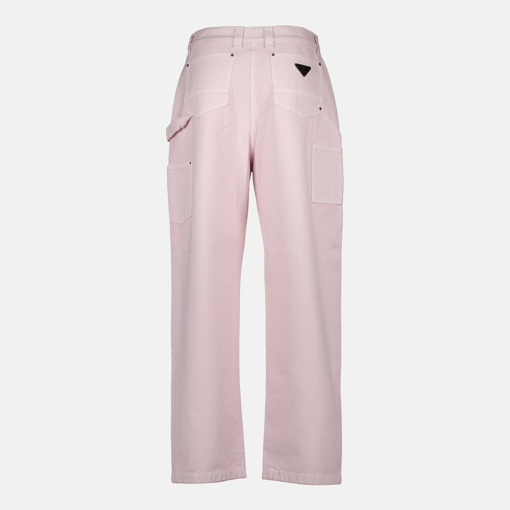 Image of the pink cargo pants by Prada for Women - Spring-Summer 2026 - Back View