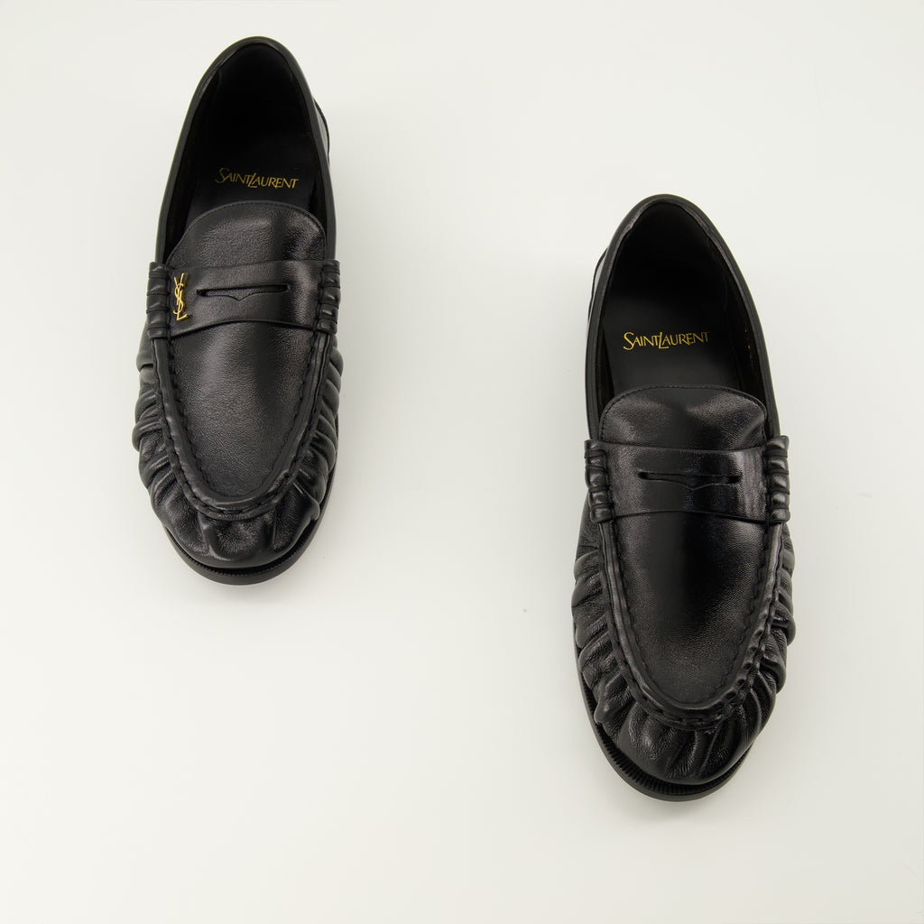 Mocassins ルーファー サプル ブラック モカシン Saint Laurent Noir Femme