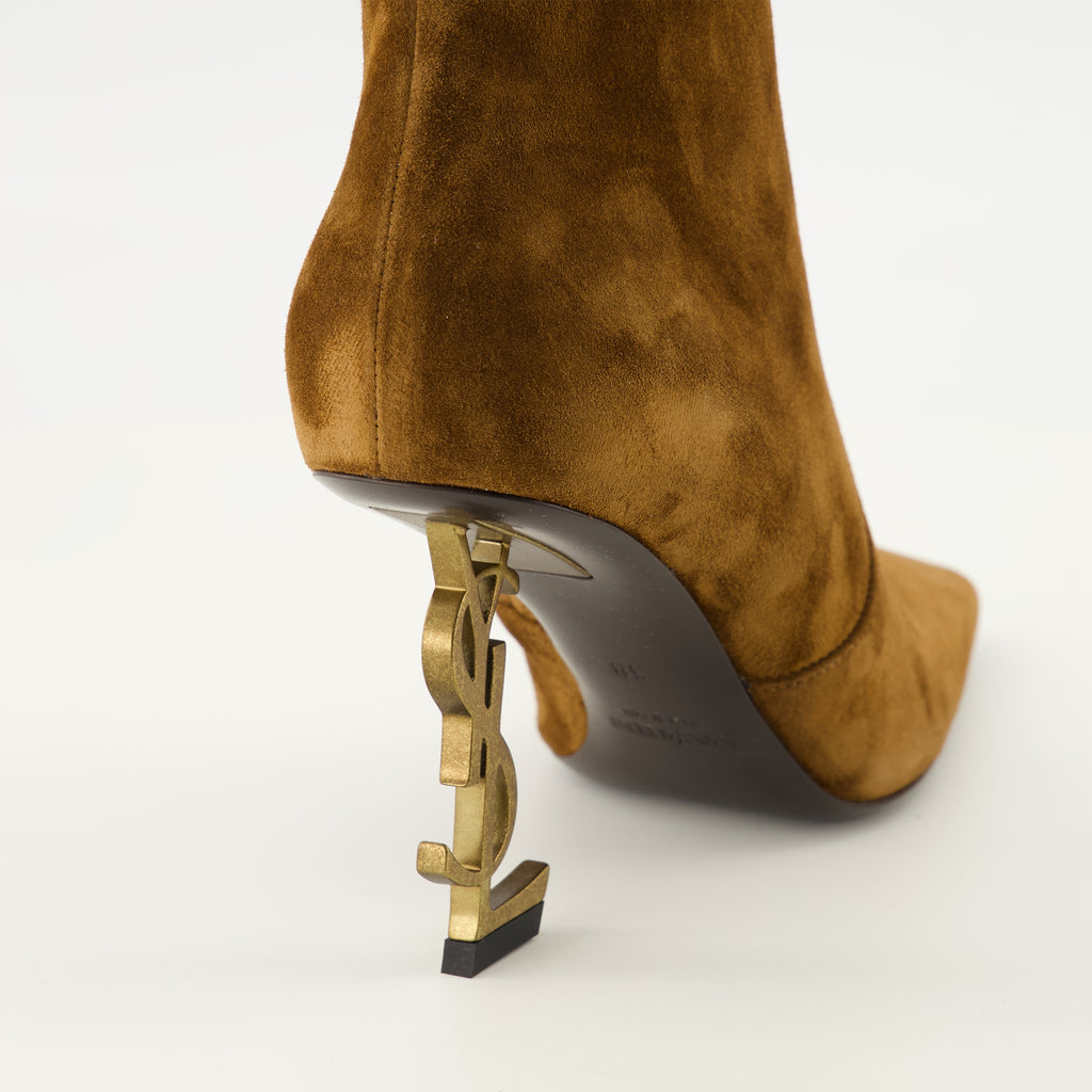 Bottines Stivali Opyum in Suede Marrone Saint Laurent Marron Femme