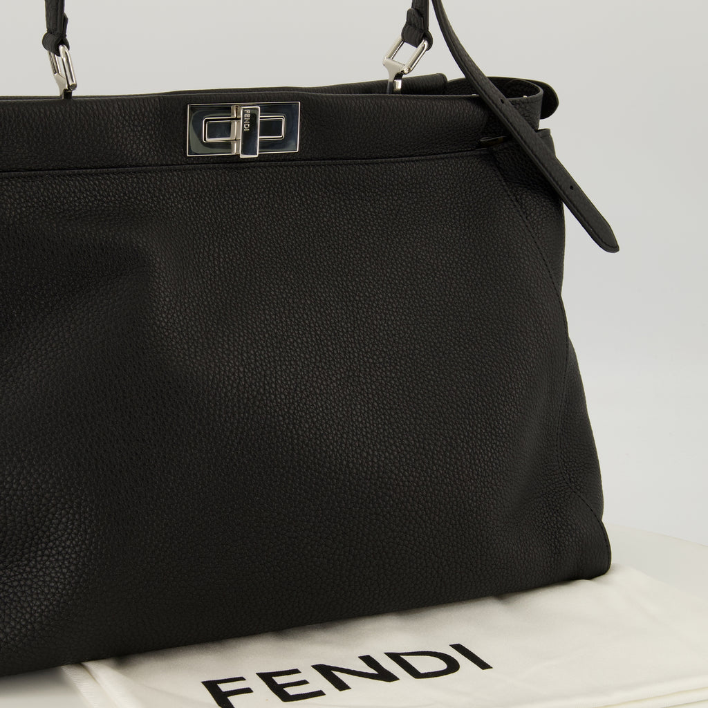 Sacs cabas Sac Peekaboo en cuir grainé noir Fendi Noir Homme