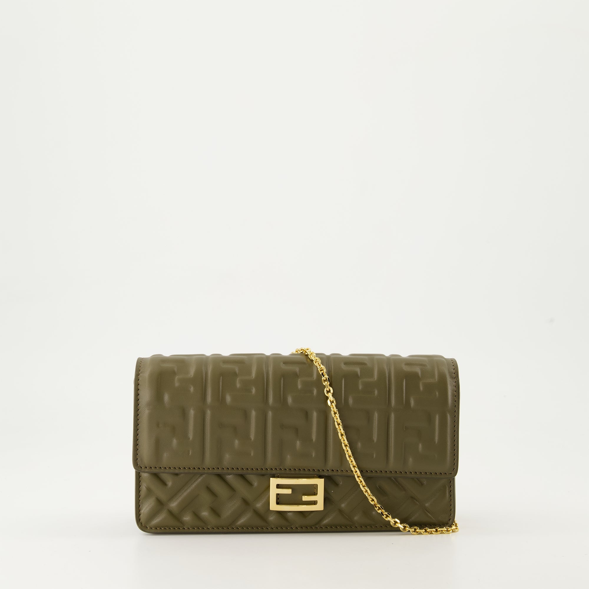 Crossbody bags Portefeuille en cuir à chaîne Fendi Green Femme