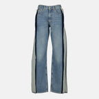 Imagem dos jeans retos em denim azul da marca Mm6 para Mulheres - Temporada Outono-Inverno 2025 - Vista Frontal
