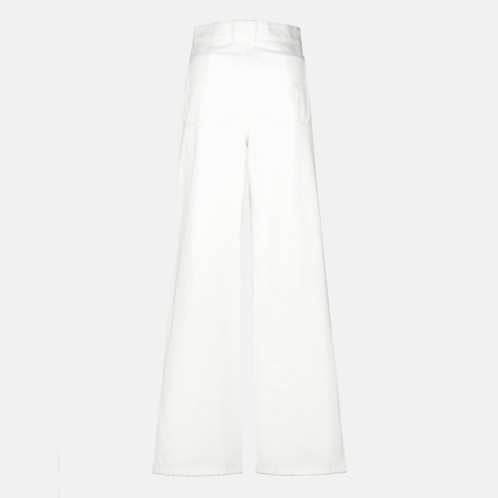 Pantalons Pantalones de Algodón Bull Blancos Anchos Max Mara Blanc Femme