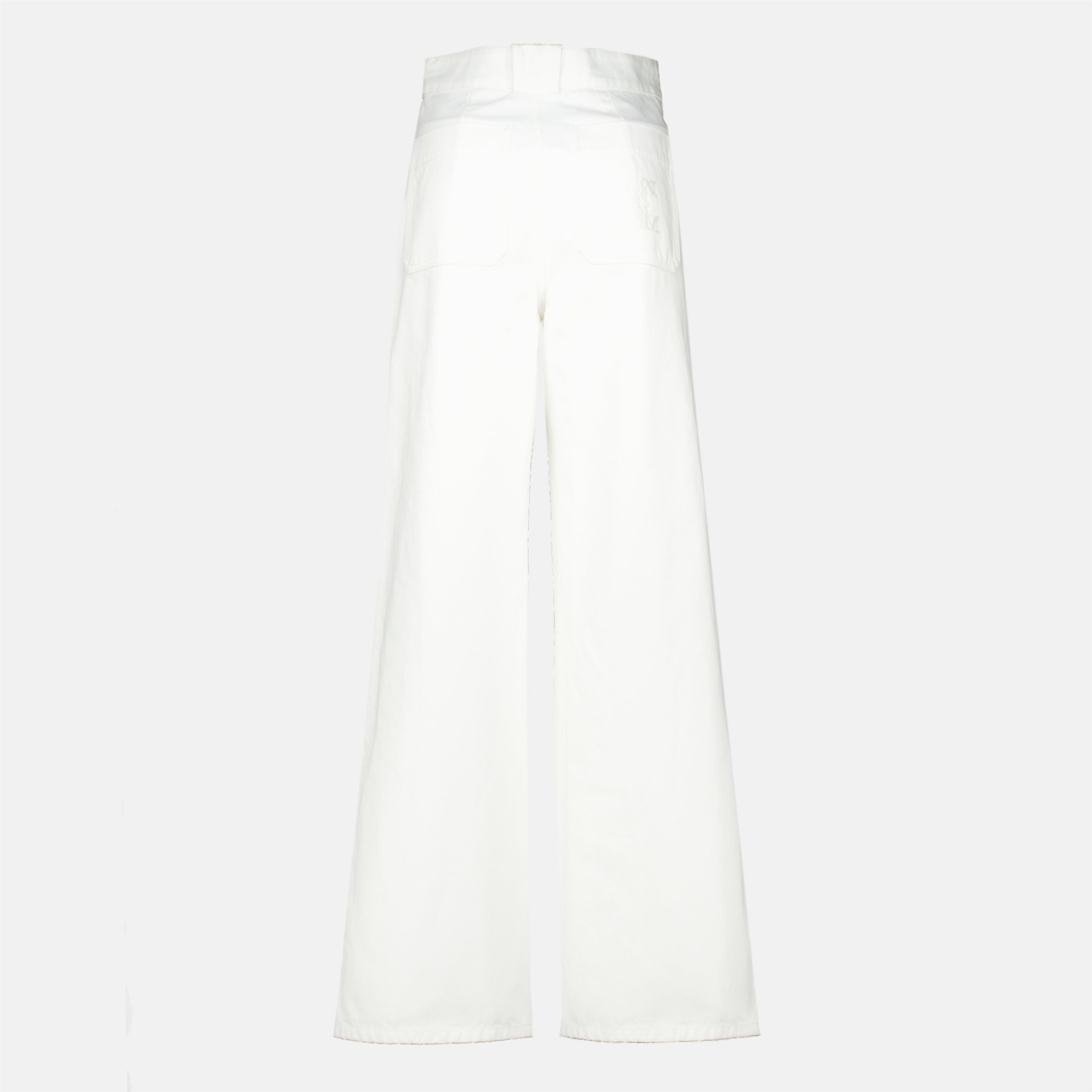 Pantalons 와이드 화이트 불 코튼 팬츠 Max Mara Blanc Femme