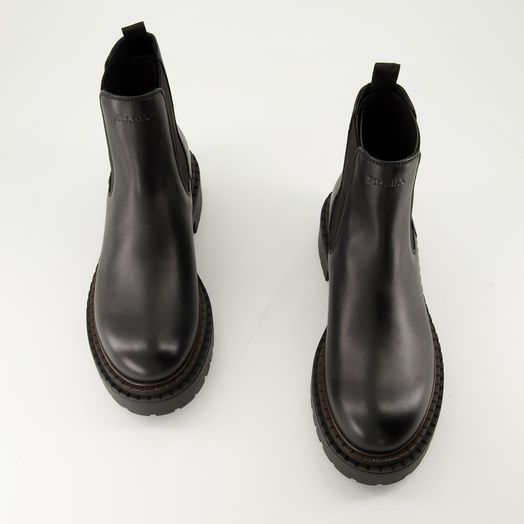 Bottes et bottines Bottines en cuir Prada Noir Homme