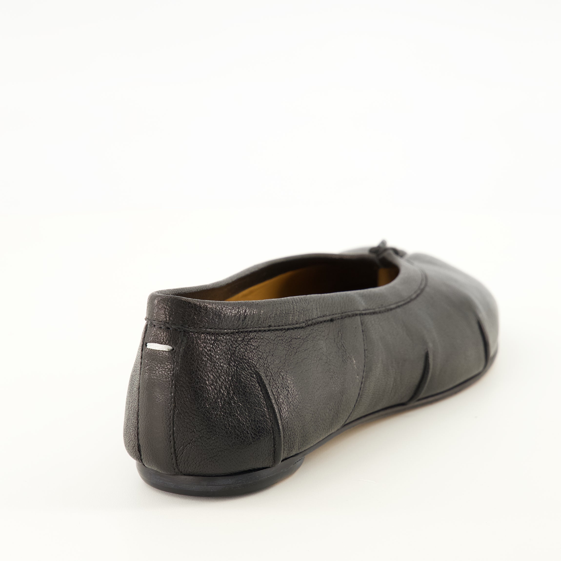 Chaussures plates 블랙 가죽 타비 플랫 Mm6 Noir Femme