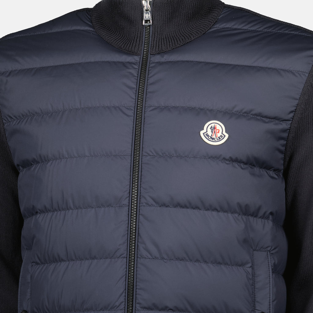 Vestes Cardigan Blu Navy in Due Materiali Moncler Bleu foncé Homme