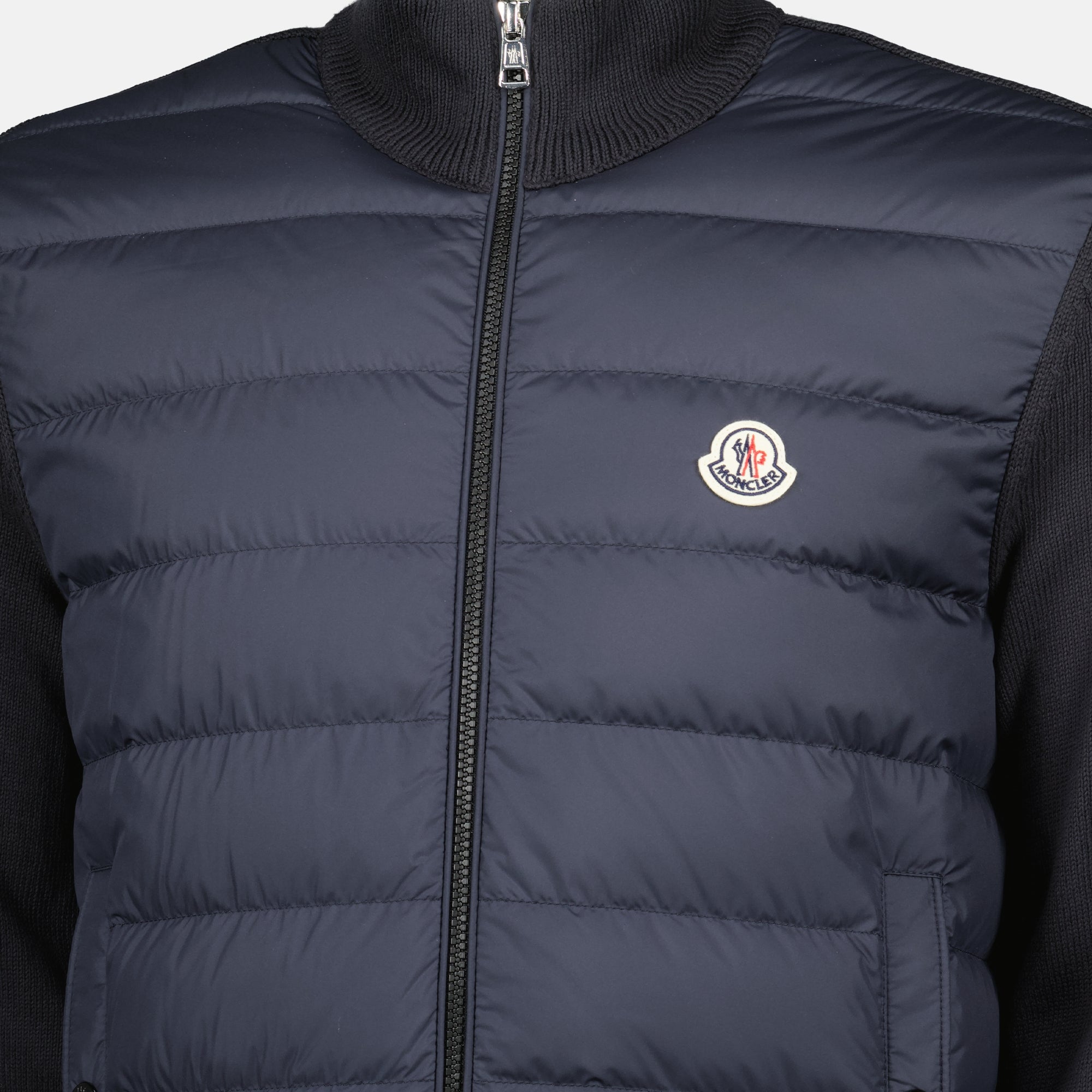 Vestes Cardigan bi-matière bleu marine Moncler Bleu foncé Homme