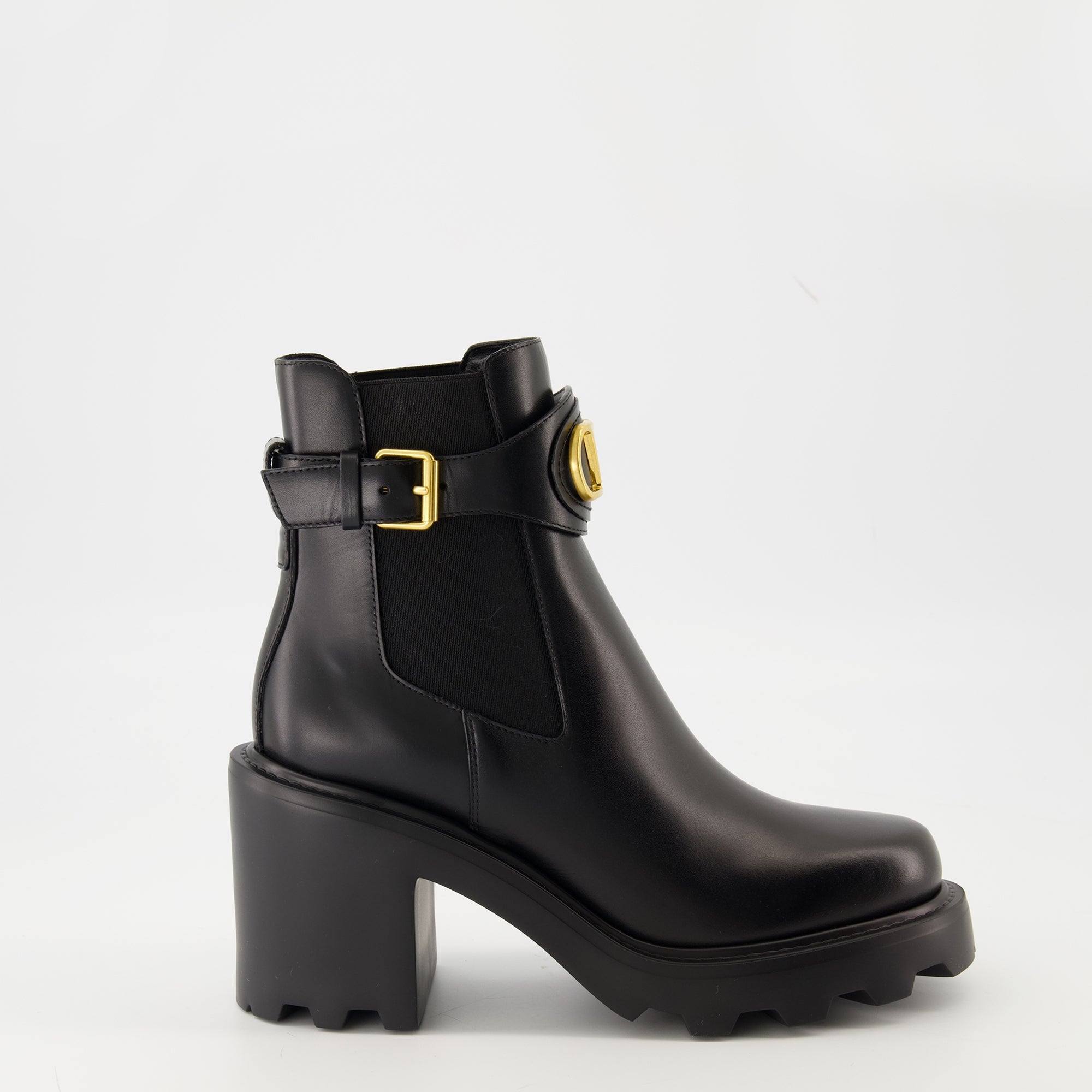 Bottines Bottines Beatle VLogo en cuir noir Valentino Garavani Noir Femme