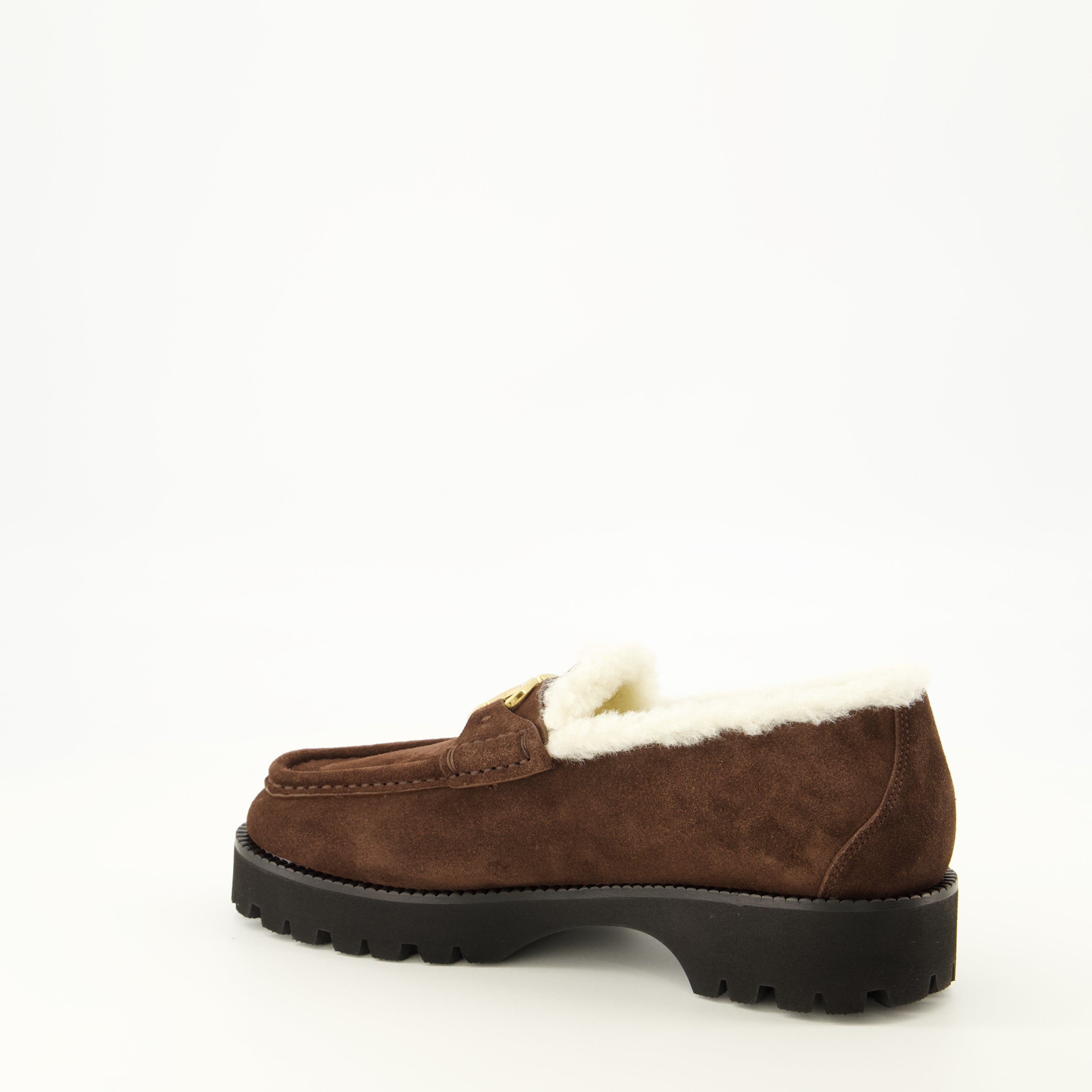 Mocassins Vlogo Suede and Fur Loafers in Brown Valentino Garavani Marron Femme