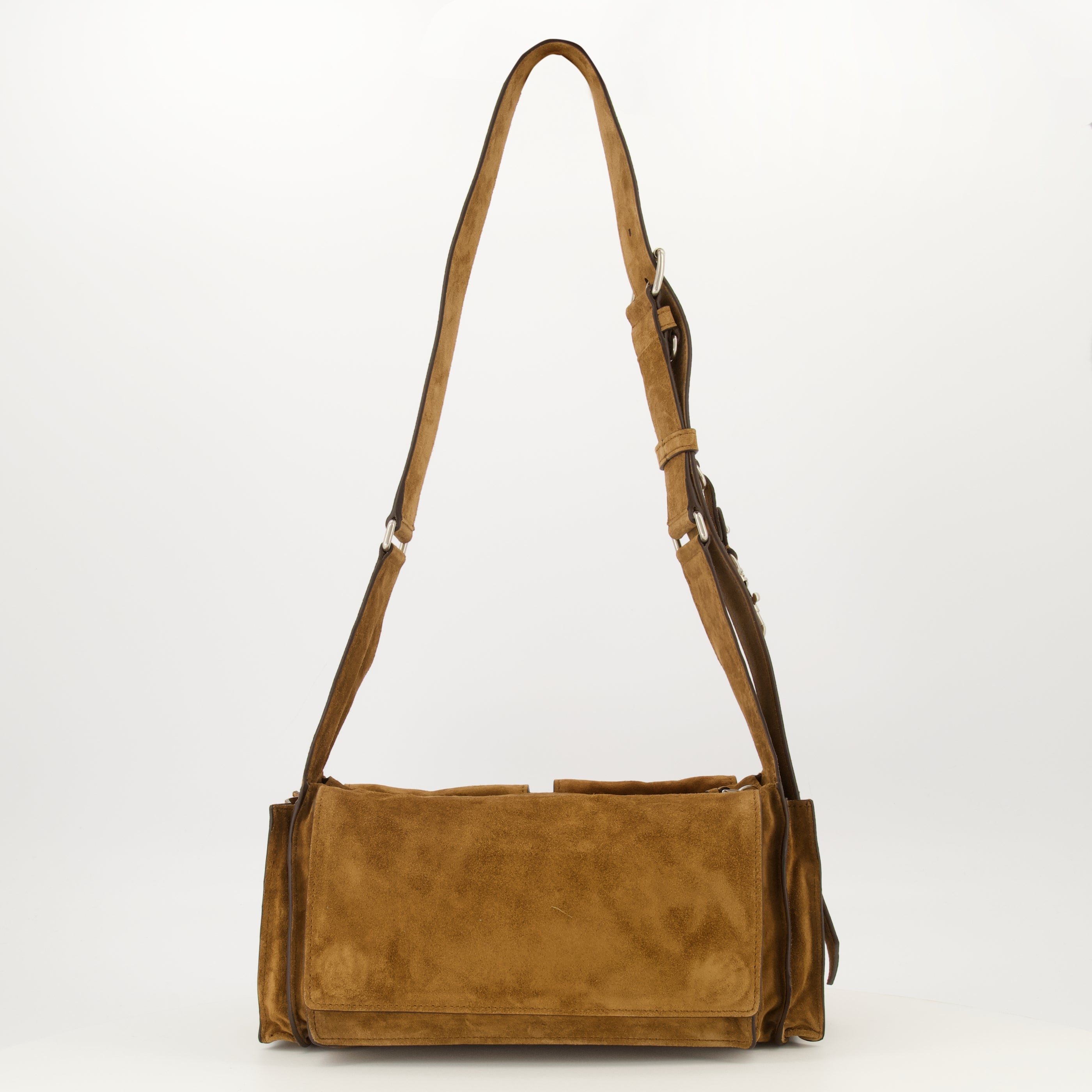 Sacs à main et épaule 브라운 스웨이드 백 Miu Miu Marron Femme