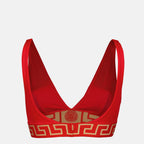Imagen de la parte superior de bikini roja de la marca Versace para mujer - Temporada Primavera-Verano 2025 - Vista Trasera