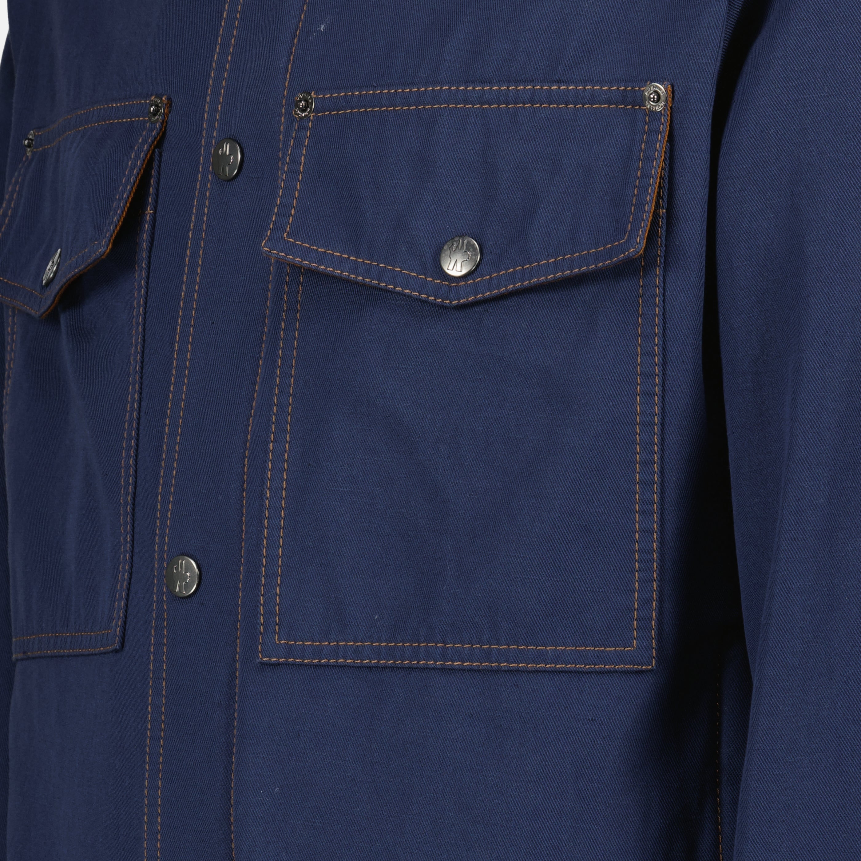 Vestes Surchemise Watagua en coton et lin bleu marine Moncler Bleu Homme