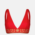 Imagen de la parte superior de bikini roja de la marca Versace para mujer - Temporada Primavera-Verano 2025 - Vista Frontal