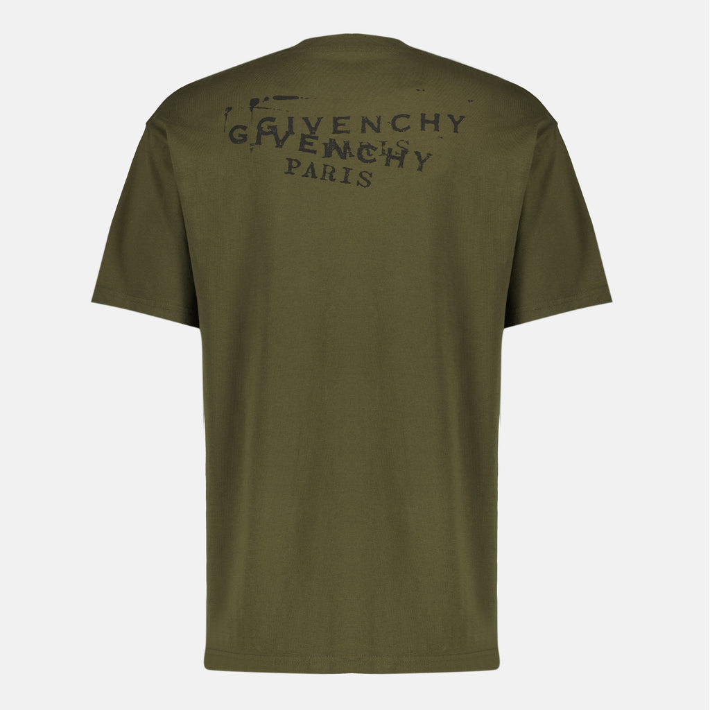 Bild des Givenchy Stamp khaki T-Shirts für Herren - Frühling-Sommer 2026 - Rückansicht