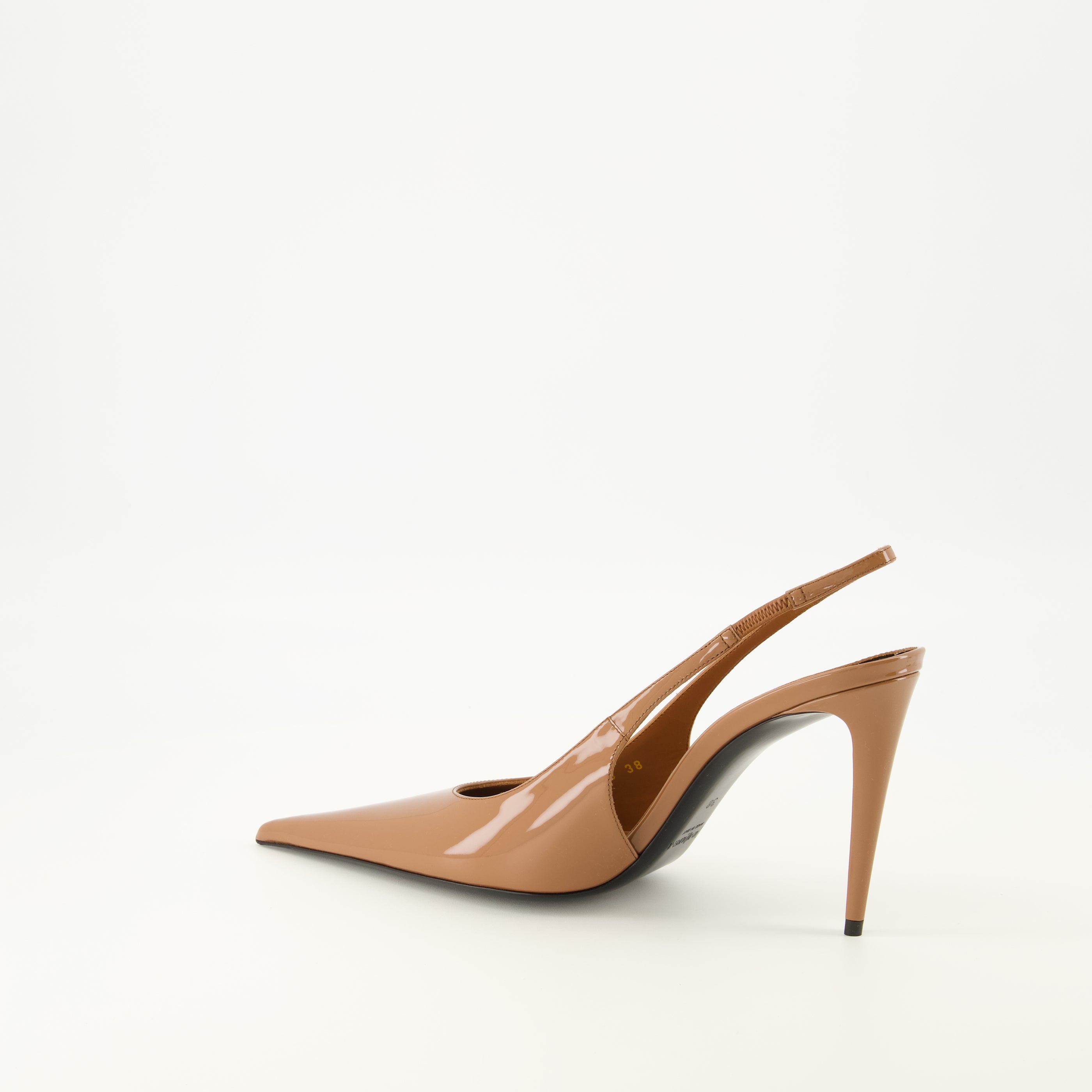Chaussures ouvertes Slingbacks Guermantes en cuir verni beige Saint Laurent Beige Femme