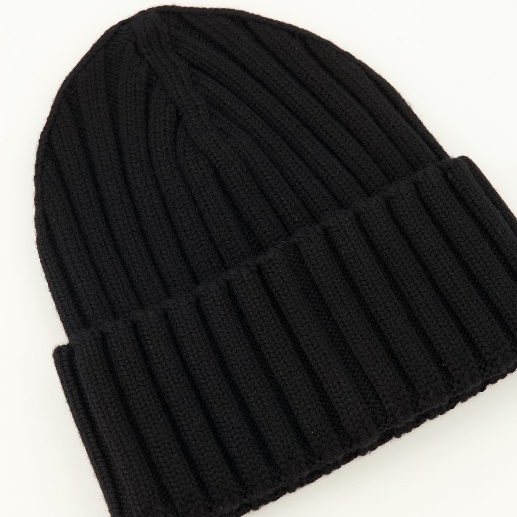 Chapeaux, casquettes et bonnets Gorro de lana negra con logo Moncler Noir Femme