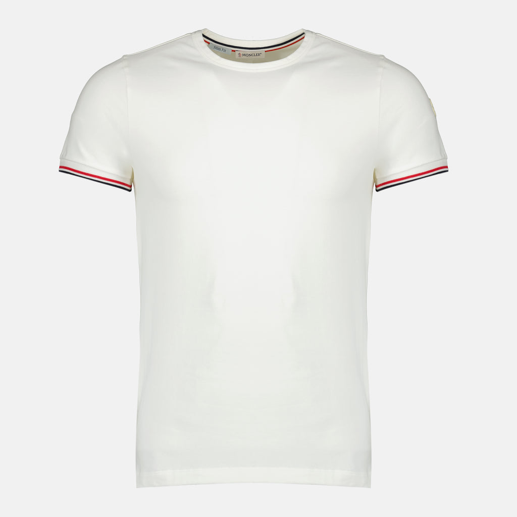 Image de l'article T-shirt à bordure blanc de la marque Moncler pour Homme - Saison Printemps-Été 2026 - Vue de Face