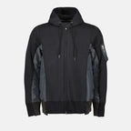 Sweatshirts Sweatshirt zippée en nylon et coton Sacai Gris Homme