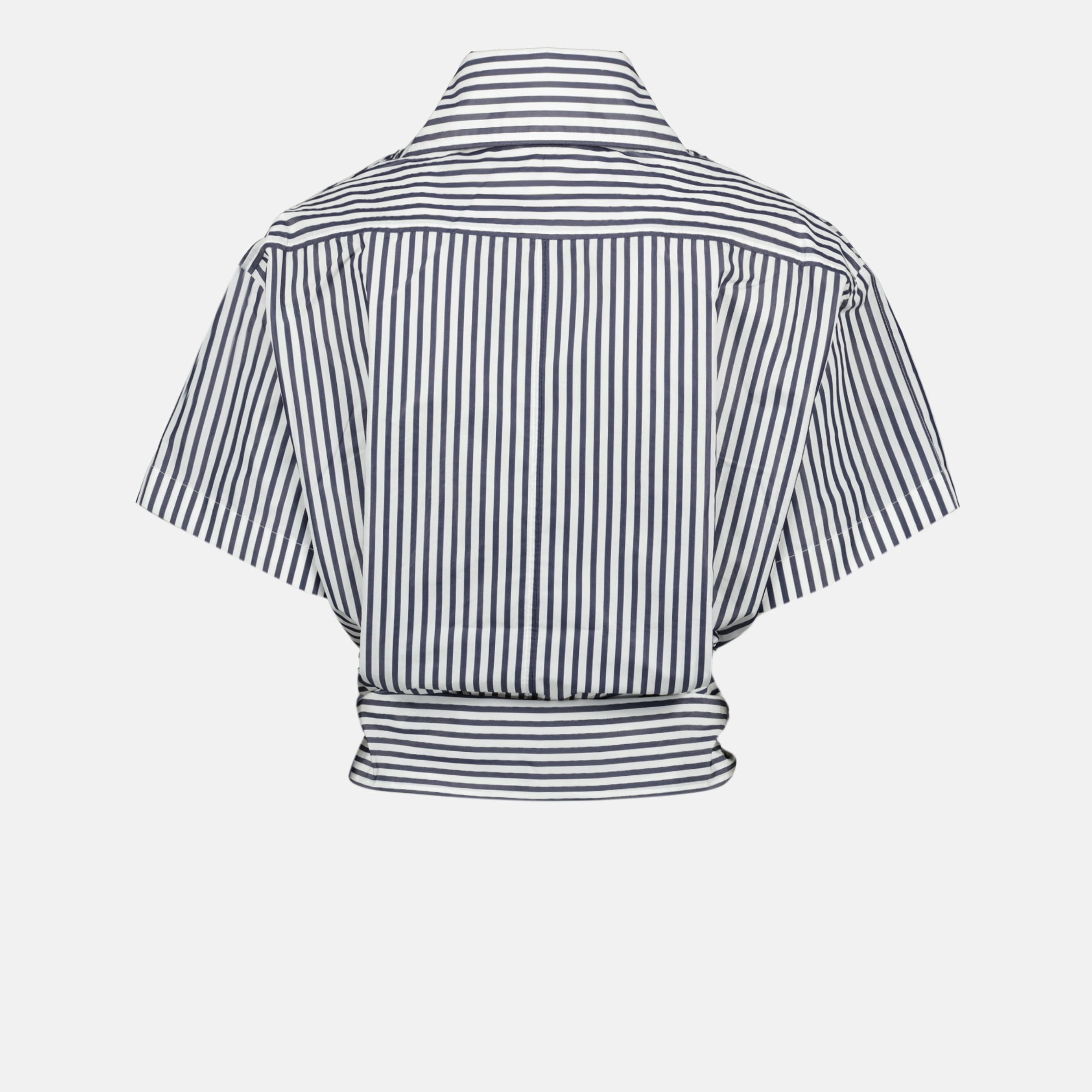 Imagem do artigo Camisa curta às riscas azul e branca da marca Patou para Mulheres - Temporada Primavera-Verão 2026 - Vista Traseira