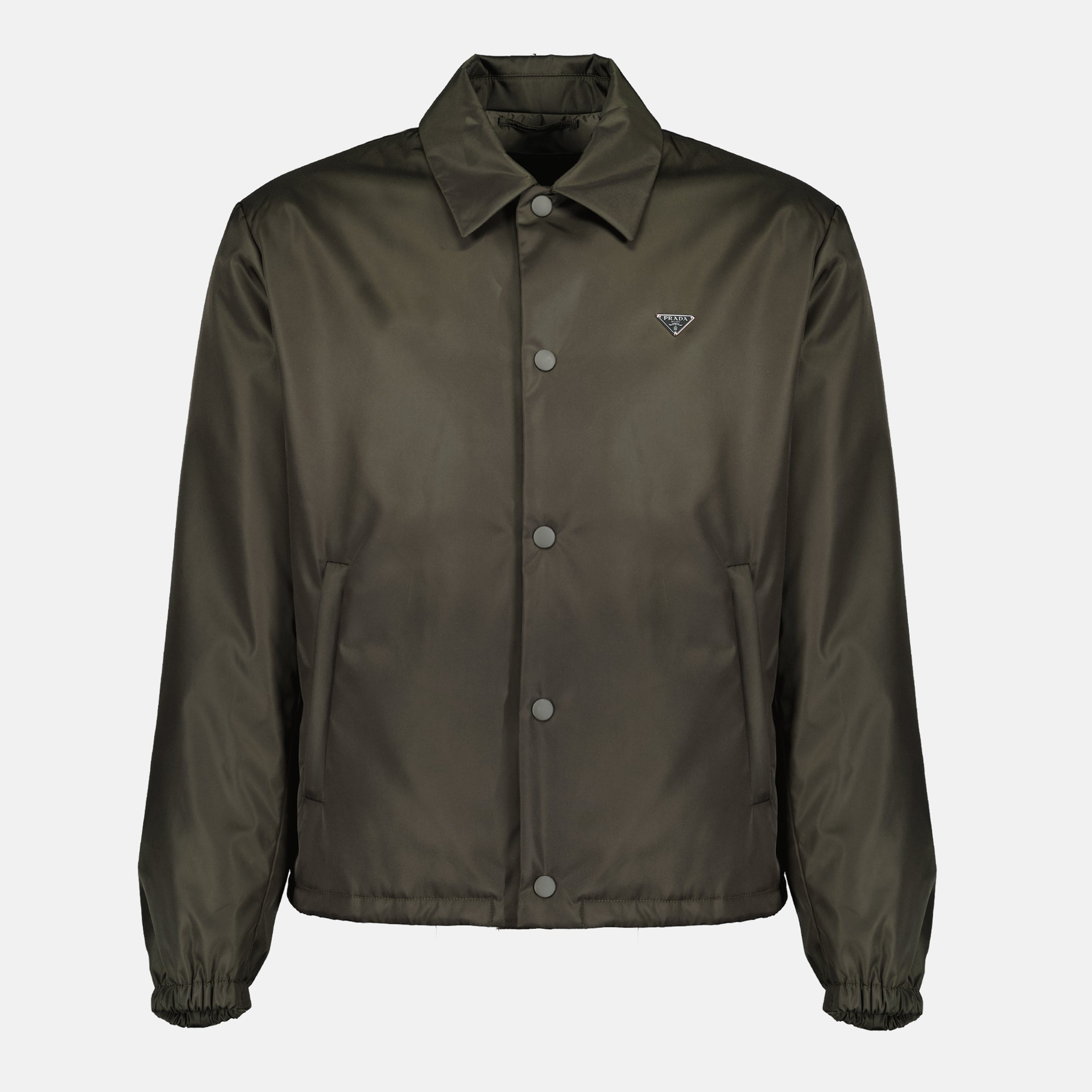 Image of the Prada Men's Khaki Nylon Jacket - Spring-Summer 2026 - Front View