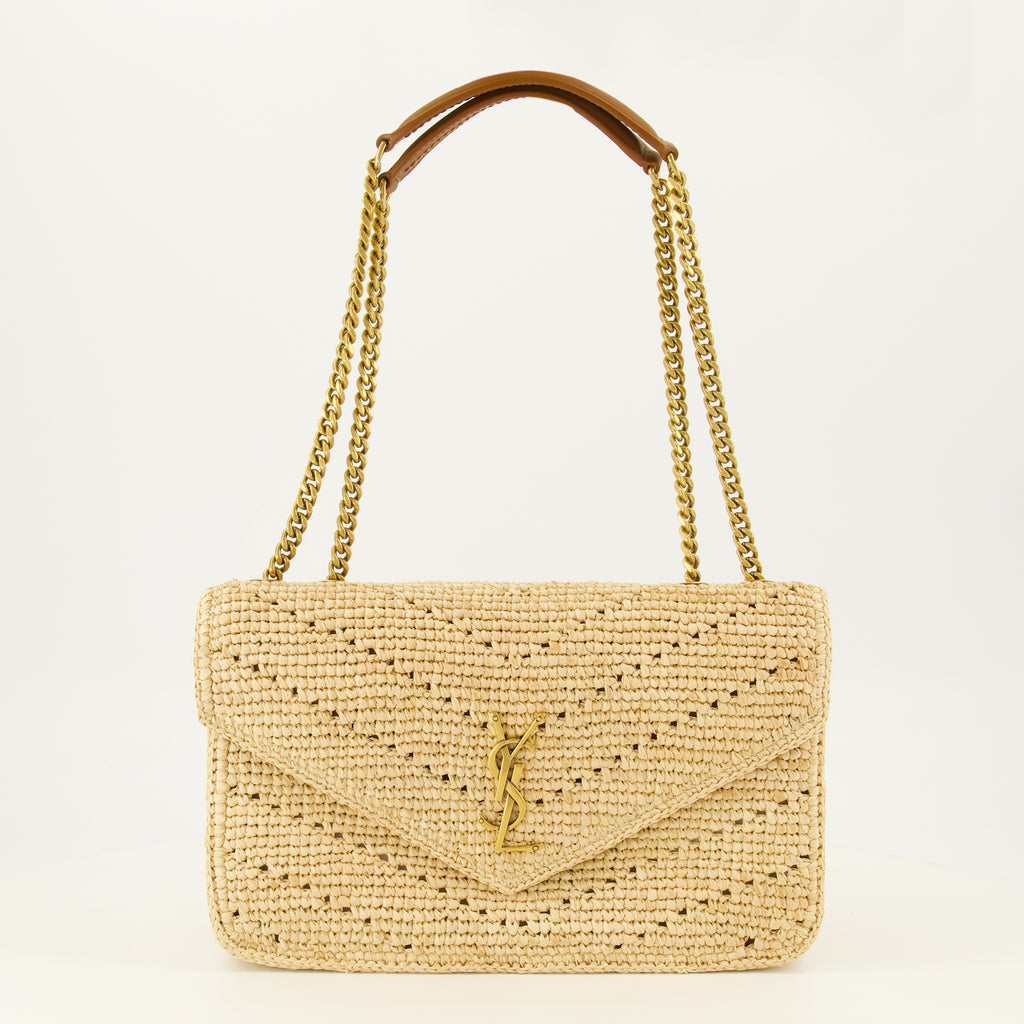 Sacs bandoulière Loulou Bag em Ráfia e Couro Bege Saint Laurent Beige Femme