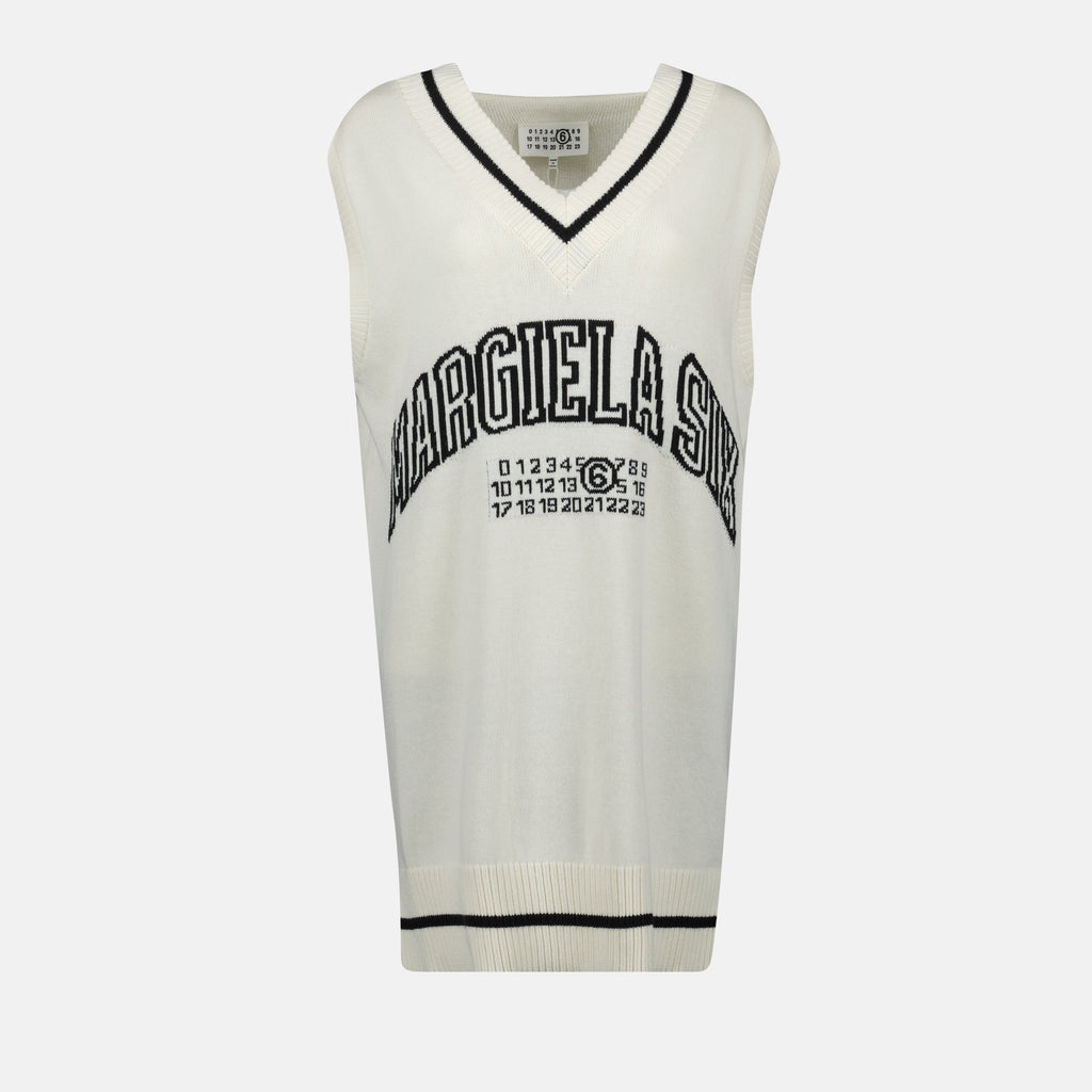 Abiti Abito Senza Maniche in Maglia Mm6 Bianco Femme