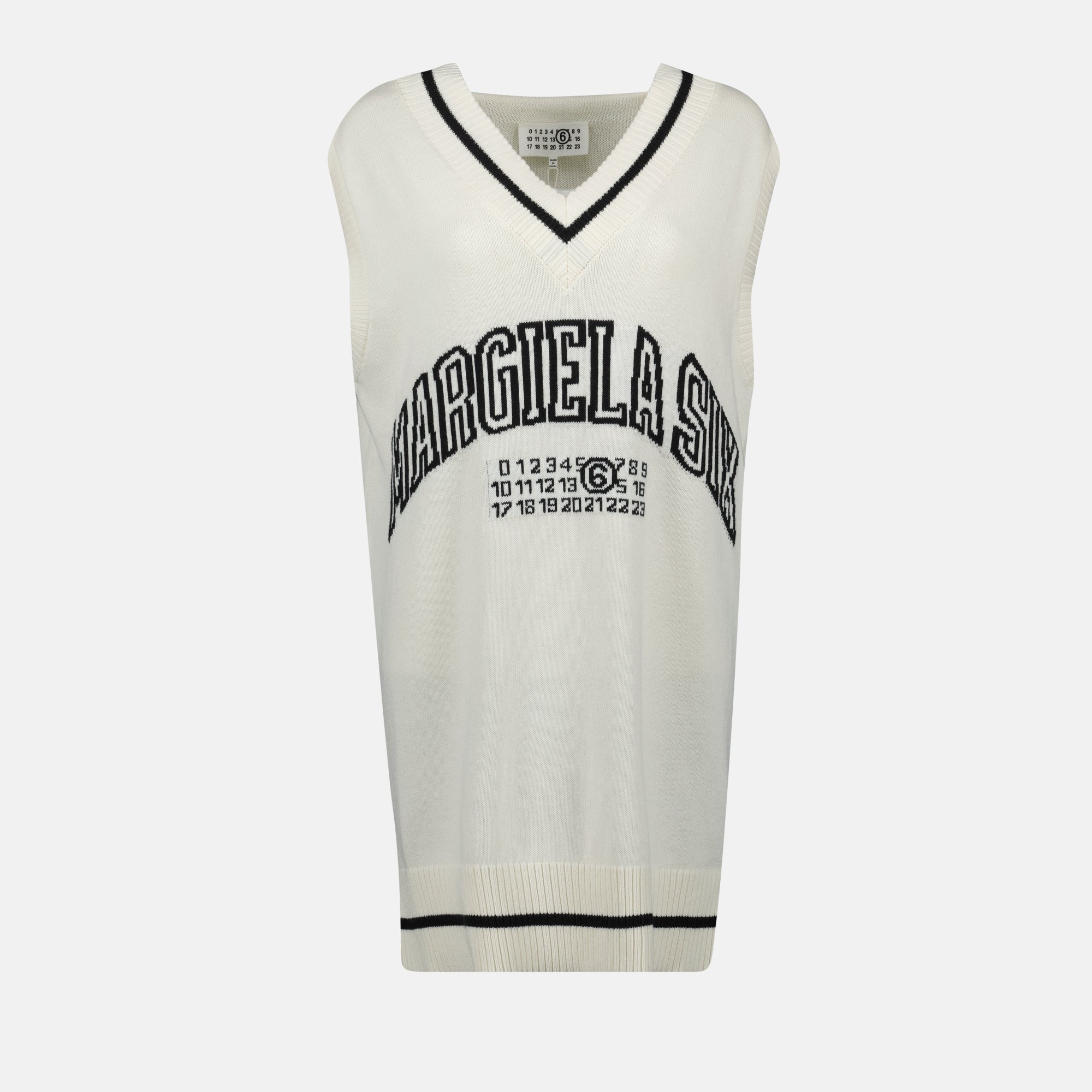 Abiti Abito Senza Maniche in Maglia Mm6 Bianco Femme