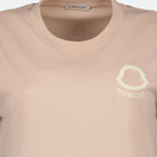 T-shirts 핑크 색상의 자수 로고 면 티셔츠 Moncler Rose Femme