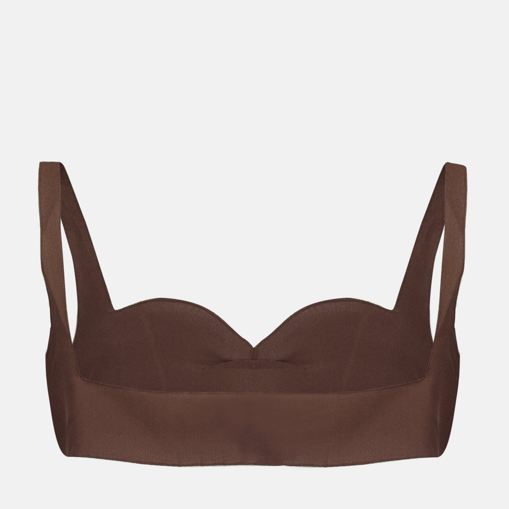 Tops Top marron en crêpe de chine Prada Marron Femme