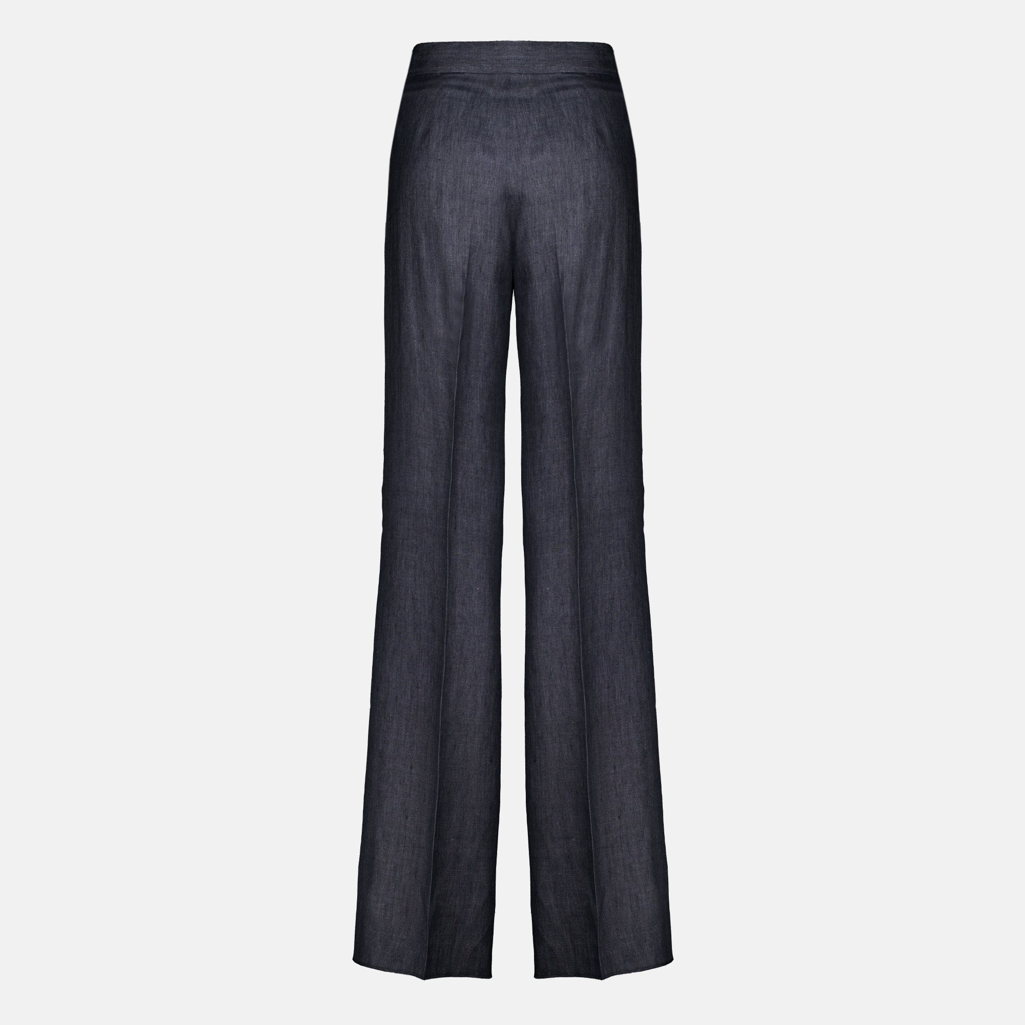 Pantalons Calças Largas de Linho Chevron Cinza Max Mara Gris Femme