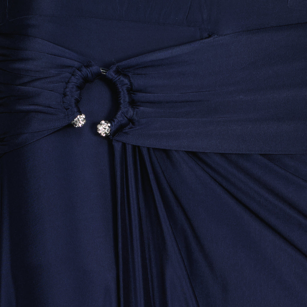 여성용 브랜드 Rabanne의 네이비 블루 저지 미디 스커트 이미지 - 2026 봄-여름 시즌 - 상세 보기_1