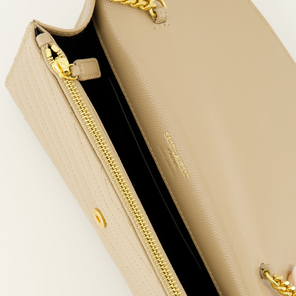 Sacs à main et épaule Cartera Cassandre con Cadena de Cuero Genuino Beige Saint Laurent Beige Femme