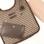 Sacs cabas Sac Ivy en raphia crochet marron Miu Miu Marron Femme