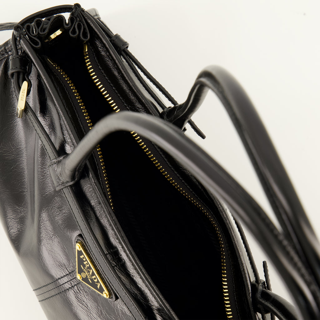 Sacs à main et épaule Mala Média de Couro Bonnie em Preto Prada Noir Femme