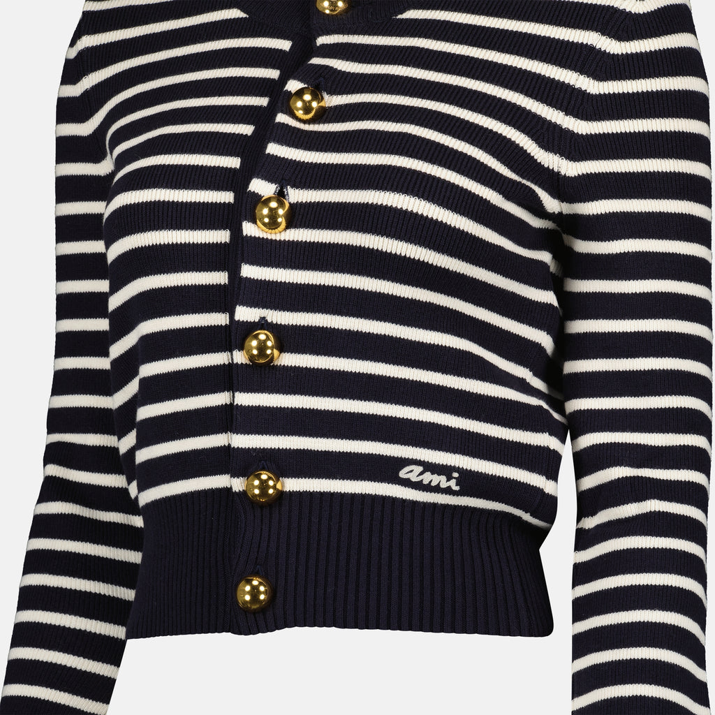 Malhas Cardigan marinière Ami PARIS Azul Femme