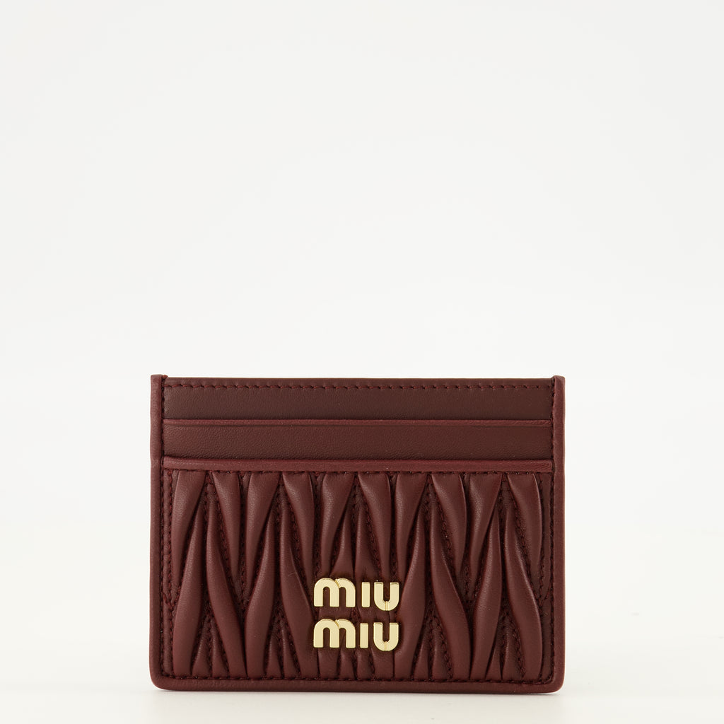 Petite maroquinerie Porta-cartões em Pele Bordeaux Matelassada Miu Miu Bordeaux Femme