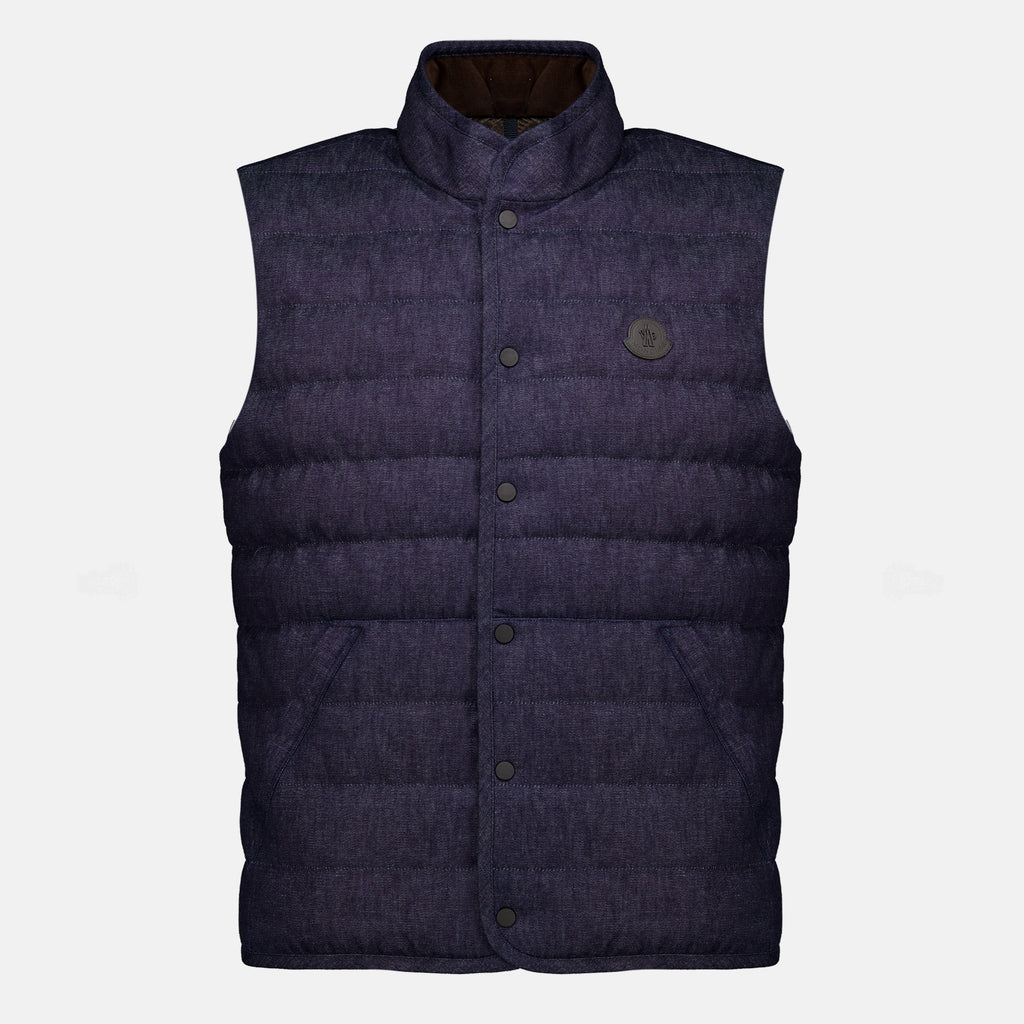Vestes Doudoune sans manches Liorane en denim Moncler Bleu foncé Homme