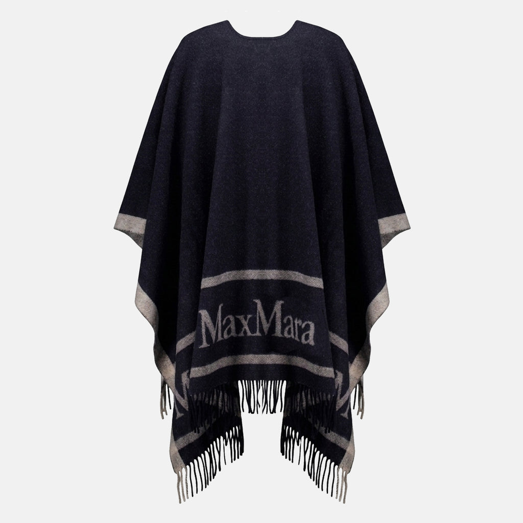 Vestes Poncho de Lã Azul Marinho Max Mara Bleu foncé Femme