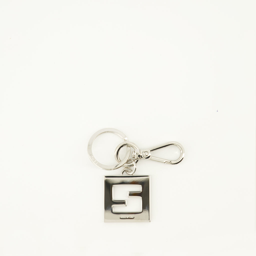 Image of the Squared FF black and silver keychain from the Fendi brand for men - Spring-Summer 2026 - Back View