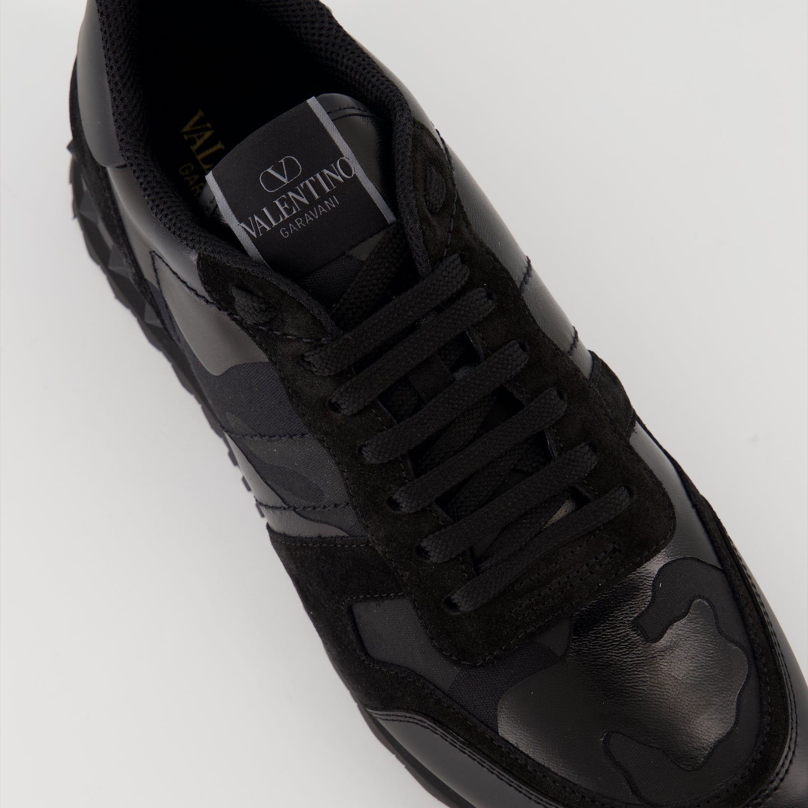 Baskets Baskets Rockrunner camouflage noir en tissu et nappa Valentino Garavani Noir Homme