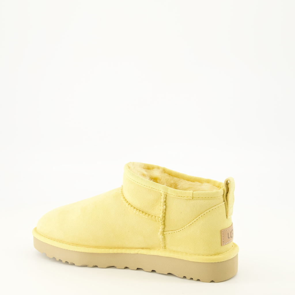 Bottines Klassische Ultra Mini Gelbe Stiefel Ugg Jaune Femme
