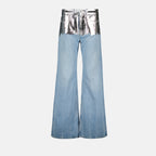 Hosen Baggy Denim Jeans Rabanne Silber Femme