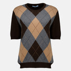 Maille Pull manches courtes en laine Prada Marron Femme