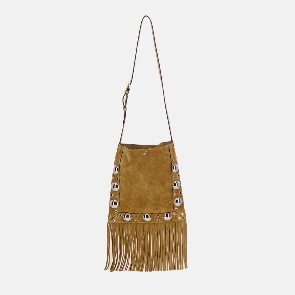Sacs bandoulière Sac Nellcôte à franges Valentino Garavani Beige Femme