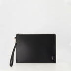 Pouches Leather Clutch Saint Laurent Black Homme